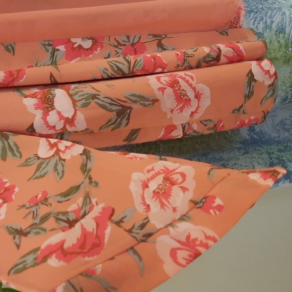 Fever brand flowy peach shirt with roses bell sleeves beautiful open front small - Picture 2 of 6